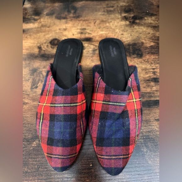 Urban Outfitters Red and blue plaid mules size 9 - Picture 6 of 10